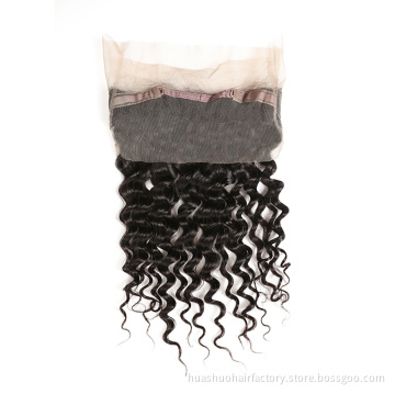 One Donor Accept Paypal Elastic Band Brazilian Real Human Remy Hair Deep Wave Curls 360 Lace Frontal Closure